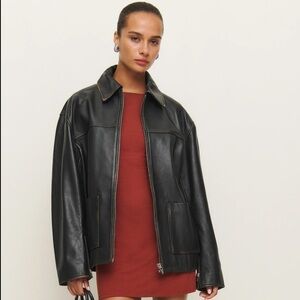 Reformation Veda Bennett Oversized Leather Bomber